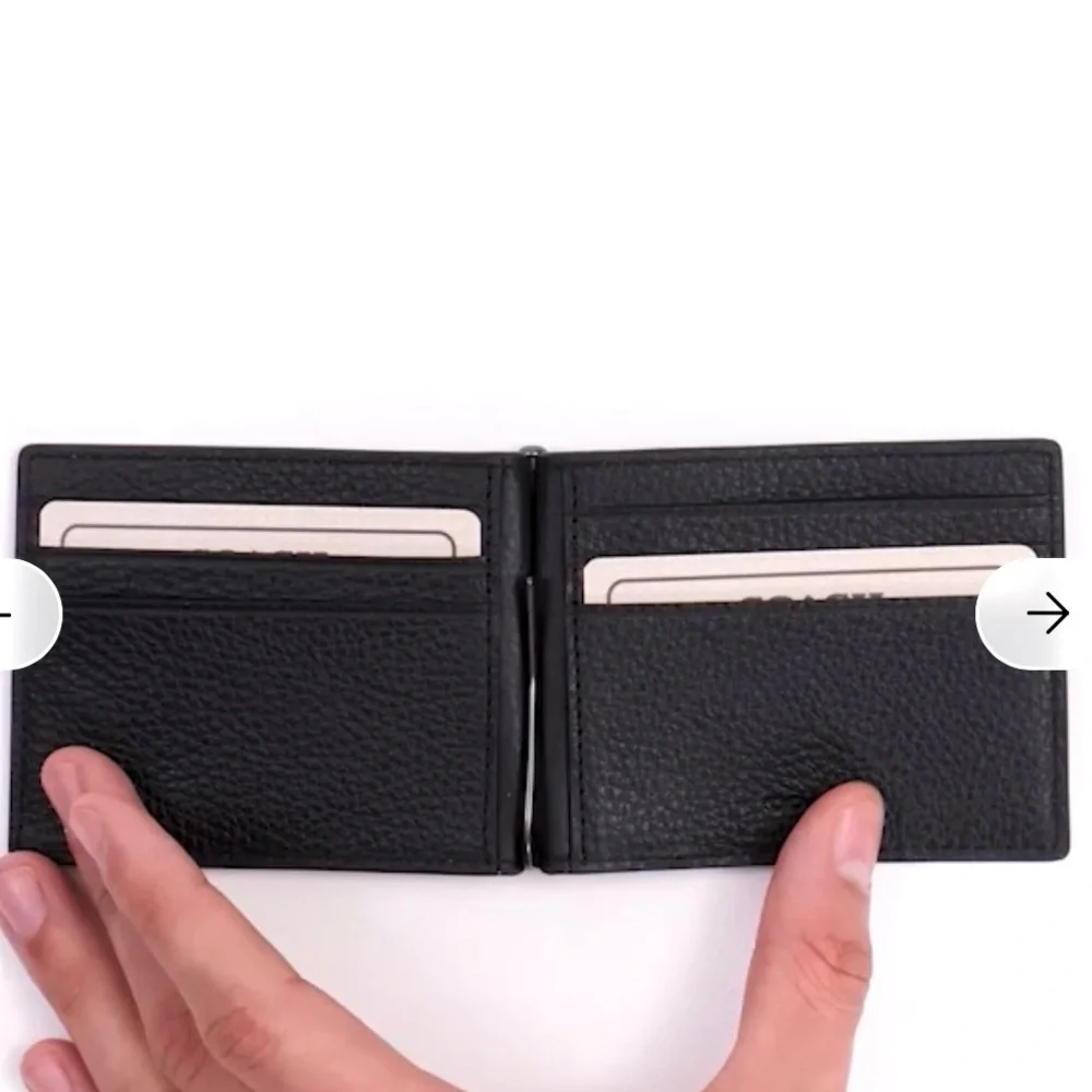 COACH SLIM MONEY CLIP BILLFOLD WALLET BLACK/GRAY SIGNATURE CANVAS NEW GIFT WRAP